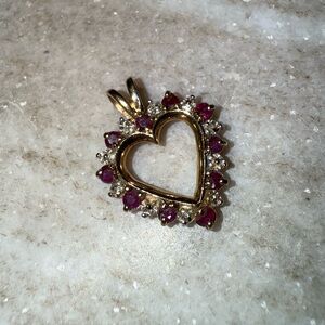 10ct Heart Pendant Ruby And Diamonds